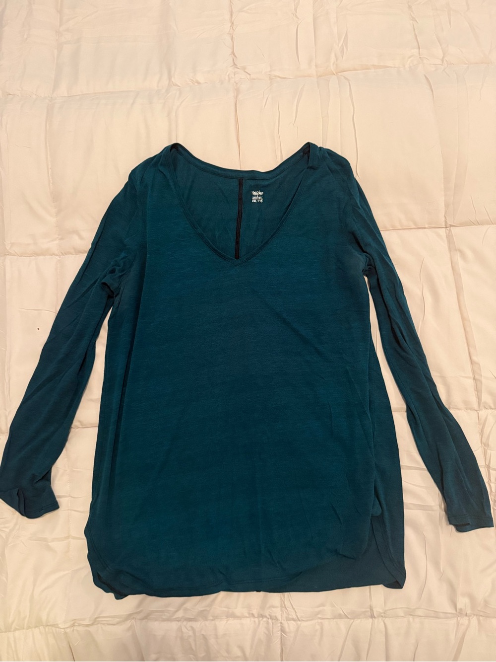 Mossimo Supply Co. Deep Teal V-Neck Long Sleeve Top